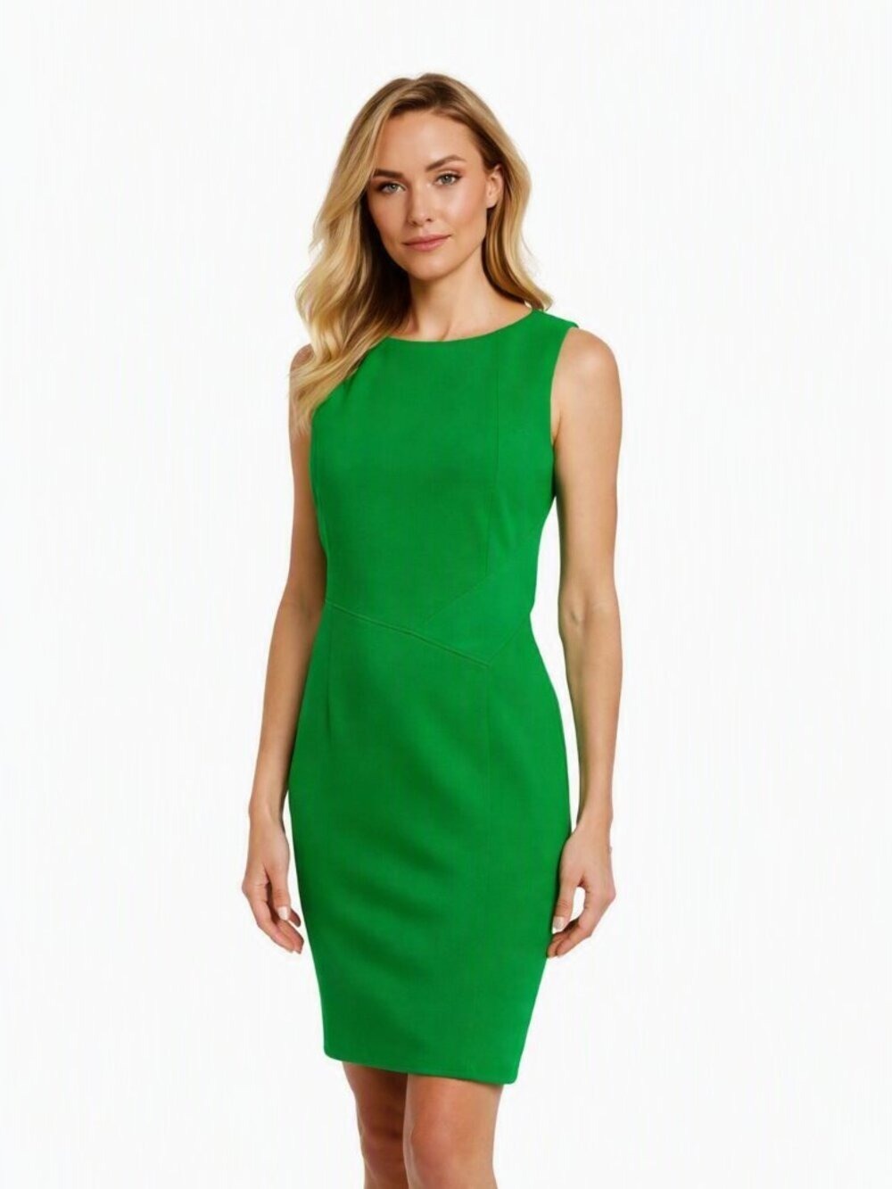 David Meister Green Sunburst Sheath Dress/Sz 8/Elegant & Flattering Fit